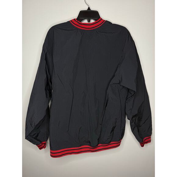 Nike Men’s XL Black Red Swoosh V-Neck Windbreaker Pullover | Retro 90s Style - Picture 2 of 6